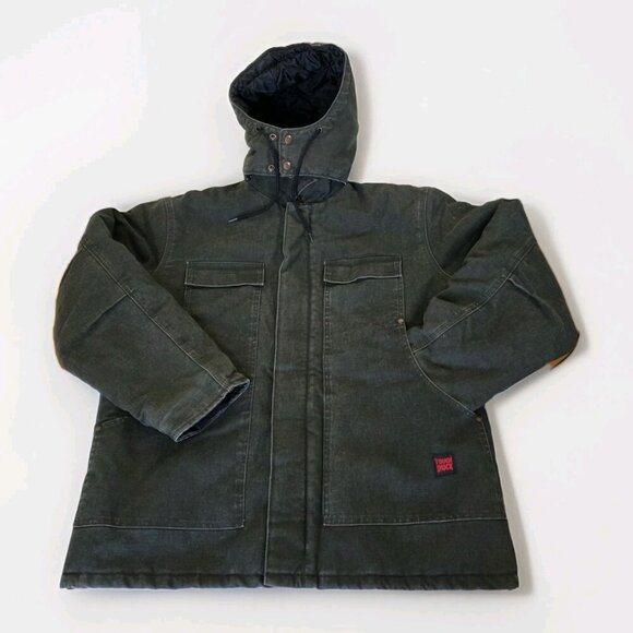 Tough Duck Washed Parka Mens 2XL Charcoal Gray Canvas Workwear Coat Quilt Lined - Picture 8 of 16